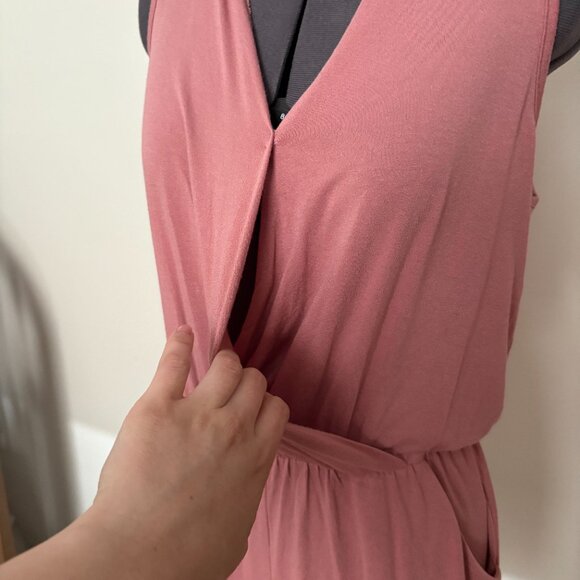 Rose Sleeveless Romper by Enough About Me – Elastic Waist, Pockets, Size S/M - Picture 3 of 8